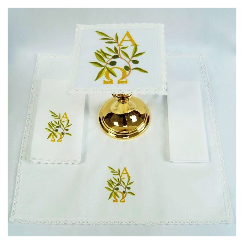 Chalice Linen Sets - Alpha and Omega and olive branches (53) - Best Catholic Shop