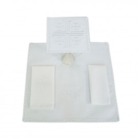 Chalice linen set, white embroidery, Jerusalem Cross (19)