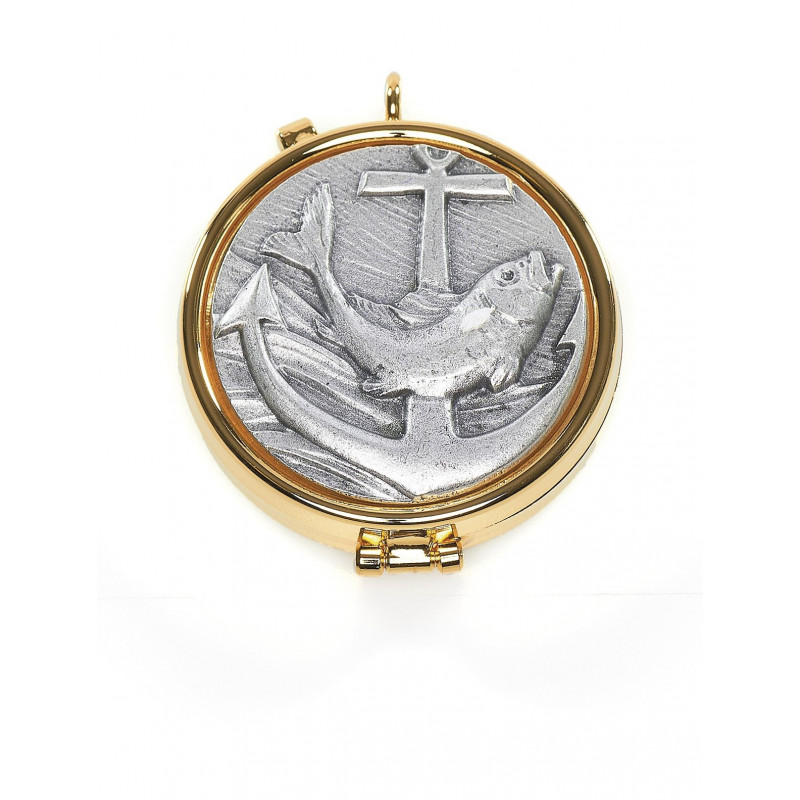 Church pyx in brass, gold-plated - Fish - Best Catholic Shop