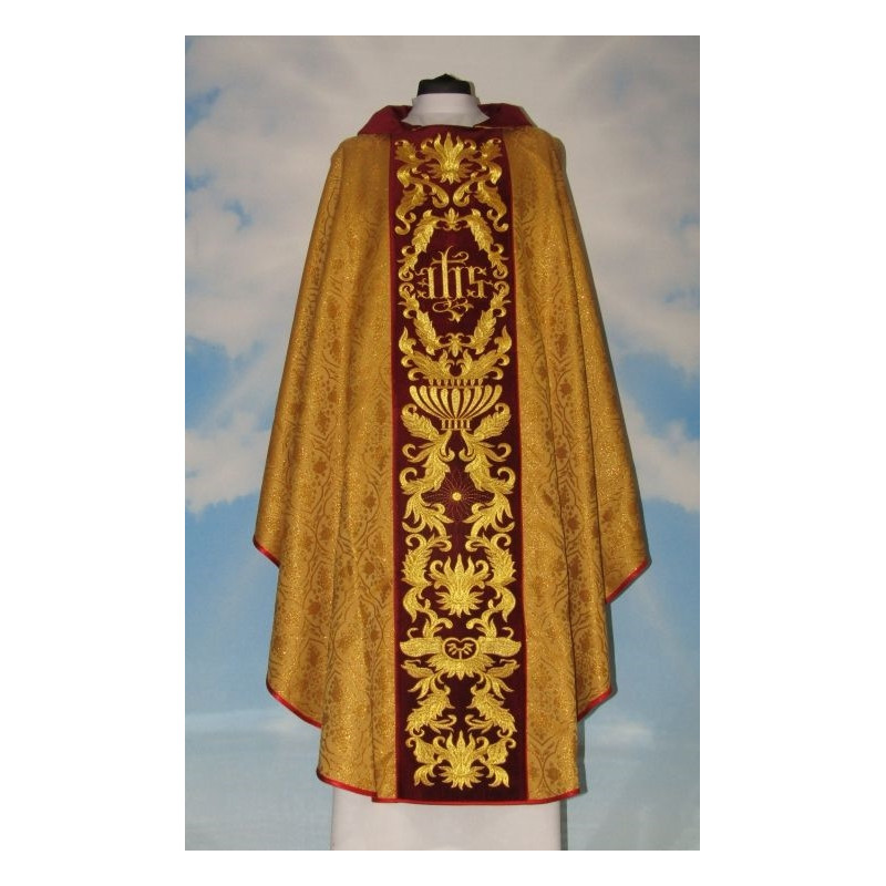Embroidered chasuble, jacquard - velvet belt (7) - Best Catholic Shop