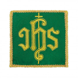 Chalice pall, green IHS