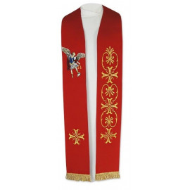 Stole, embroidered, red, Archangel Michael