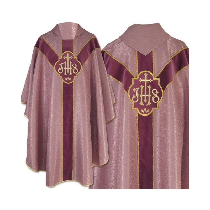 Ornat Semi Gotycki - zgaszony róż, żakard (58) - Best Catholic Shop