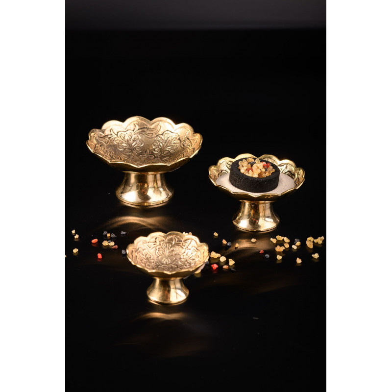 Brass incense burner plate on leg - 8 cm (3.1 inches) - Best Catholic Shop