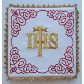 White chalice pall with IHS (2)