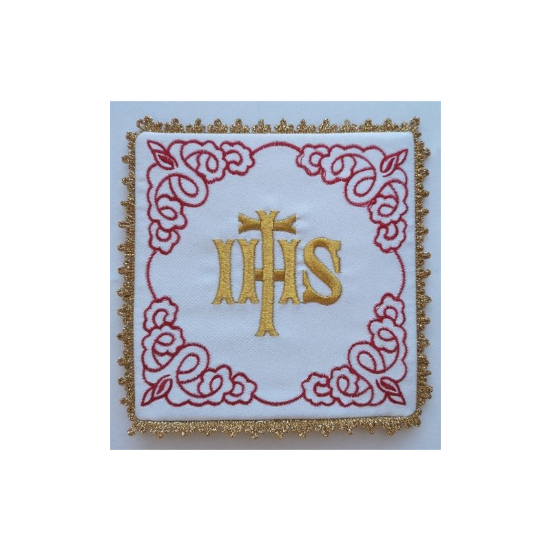 White chalice pall with IHS (2) - Best Catholic Shop
