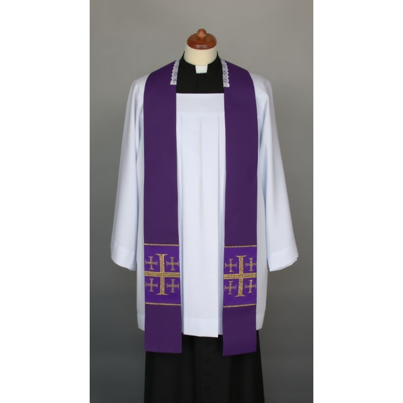 Purple sermon stole, short, cross-stitched (6) - Best Catholic Shop