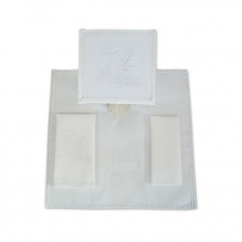 Chalice linen set, white embroidery, cross, ears of corn (19)
