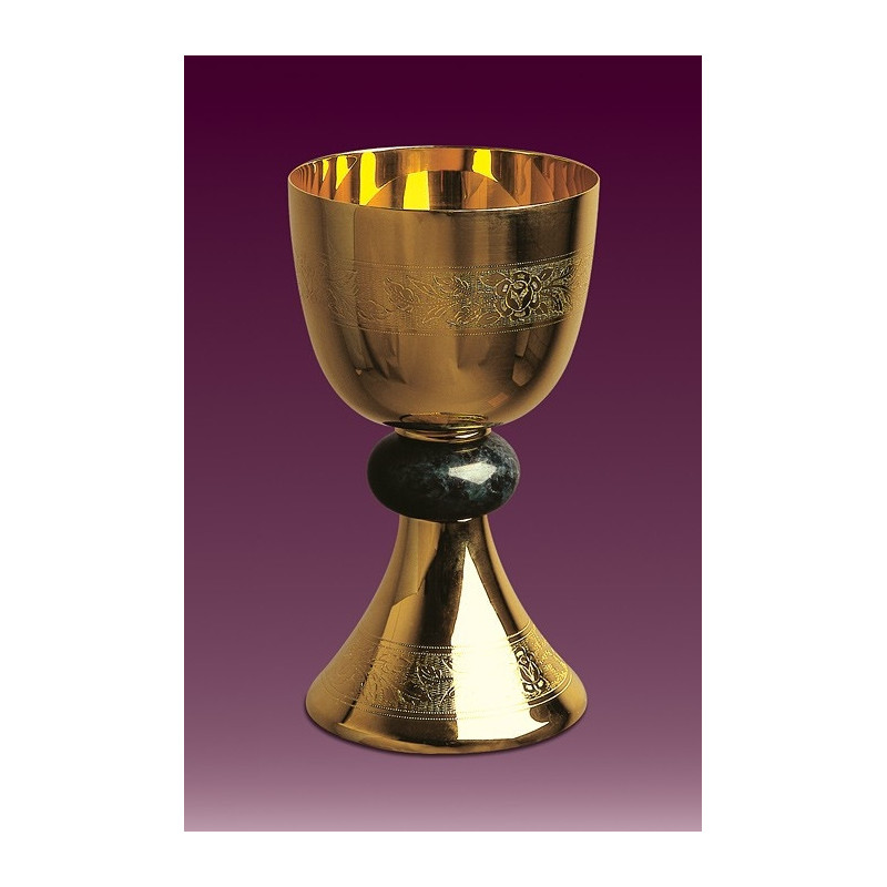 Goblet with Italian marble in nodus, engraved - 19 cm (49) - Best Catholic Shop