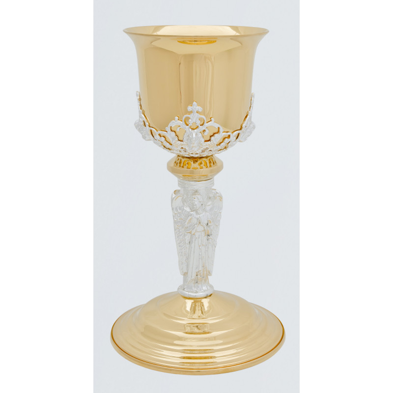 Gilded brass chalice with silver elements - 23 cm (56) - Best Catholic Shop
