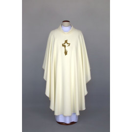Ecru embroidered chasuble - Cross (A6)