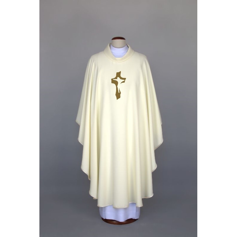 Ecru embroidered chasuble - Cross (A6) - Best Catholic Shop