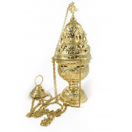Gilded brass thurible 31 cm (12.2 inches)