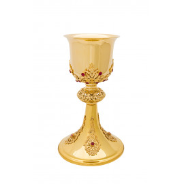 Gilded brass chalice with gold elements - 23 cm (68)