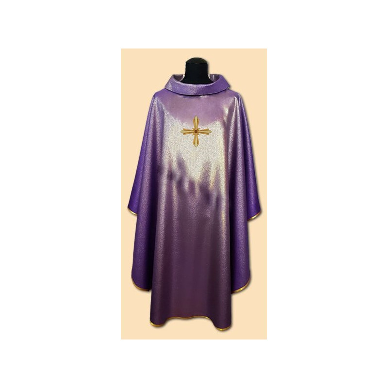 Purple chasuble, shiny, embroidery on fabric (4) - Best Catholic Shop
