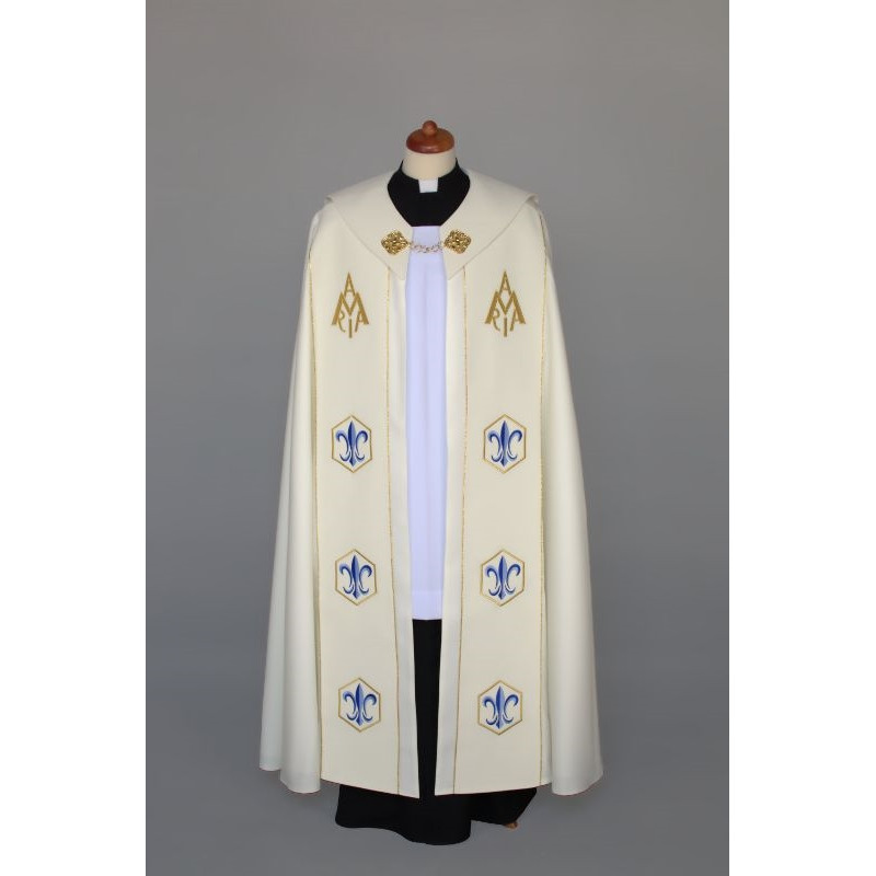 Embroidered Marian cope ecru (74) - Best Catholic Shop