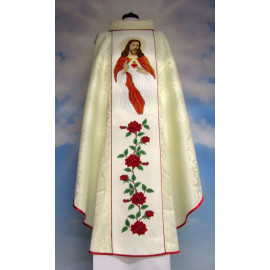 Embroidered chasuble Heart of Jesus - rosette fabric