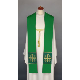 Double-sided red/green stole with decorative cord (22)