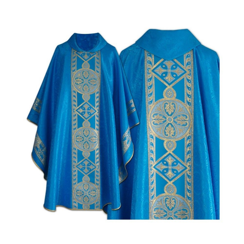 Embroidered Marian chasuble, blue (26) - Best Catholic Shop