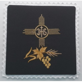 Chalice pall black embroidered IHS (3)