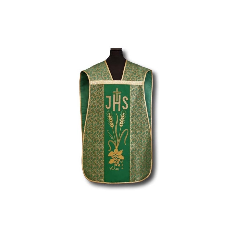 Roman chasuble green IHS - elano-wool (9) - Best Catholic Shop
