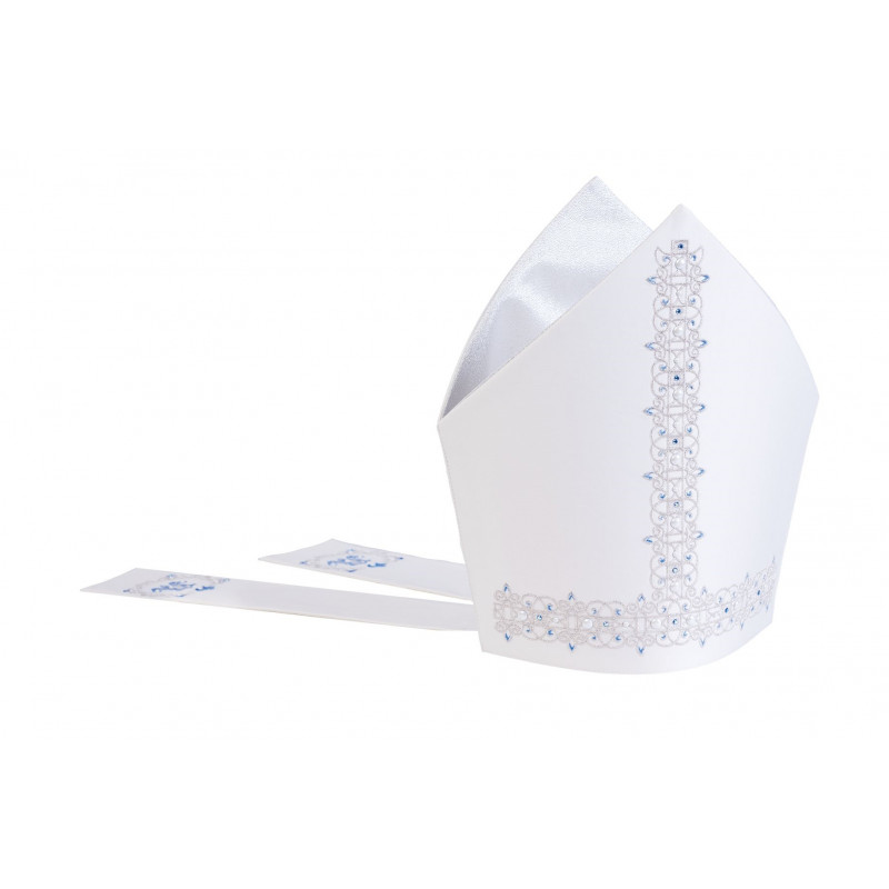 Embroidered mitre of Mary ecru (20) - Best Catholic Shop