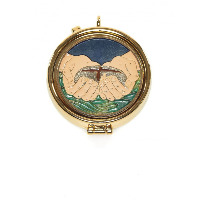 Church pyx with enamel plaque - Offering of bread - Best Catholic Shop