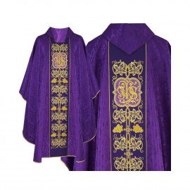Purple Gothic chasuble with embroidery - jacquard fabric (52)