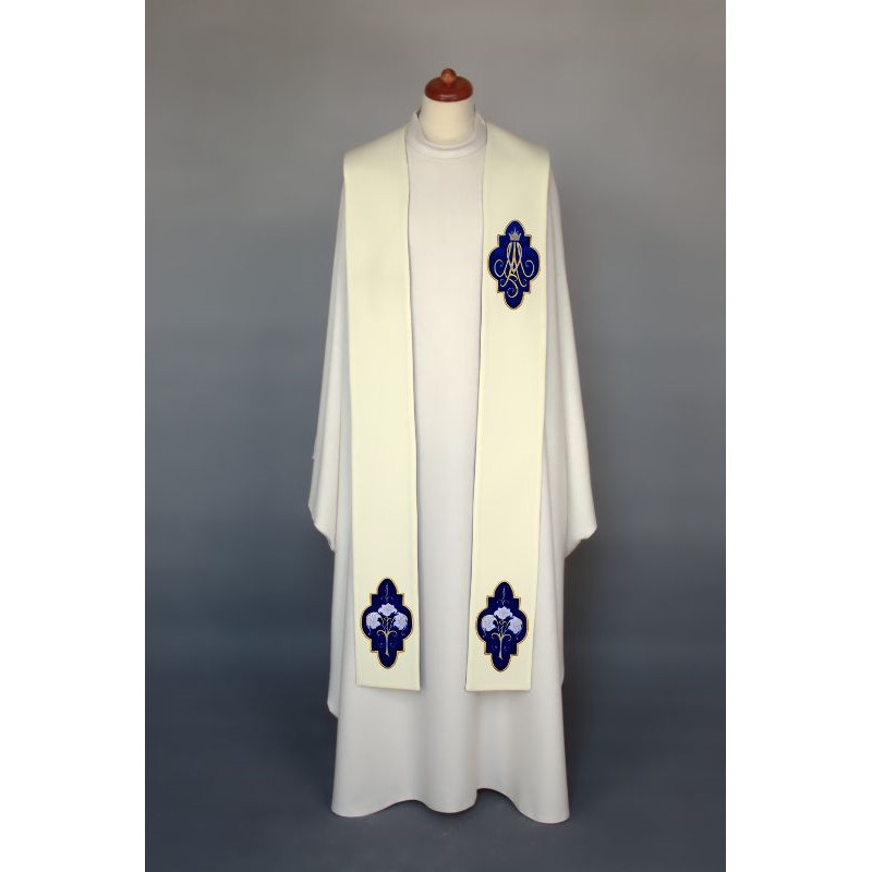 Embroidered Marian stole - velvet applications (3) - Best Catholic Shop