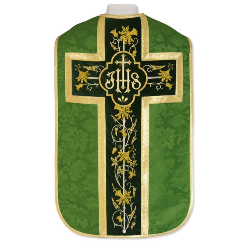 Roman chasuble - damask fabric IHS (24) - Best Catholic Shop
