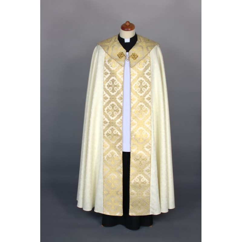 Ecru embroidered damask cope (58) - Best Catholic Shop
