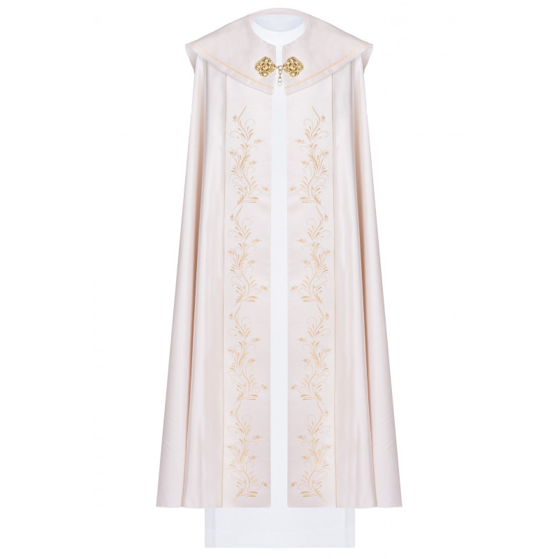 Liturgical cope embroidered IHS - ecru (43) - Best Catholic Shop
