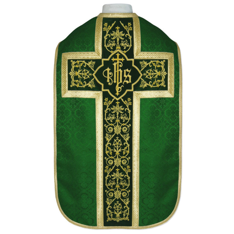 Roman chasuble - damask fabric IHS (27) - Best Catholic Shop