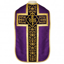 Roman chasuble - damask fabric IHS (28)