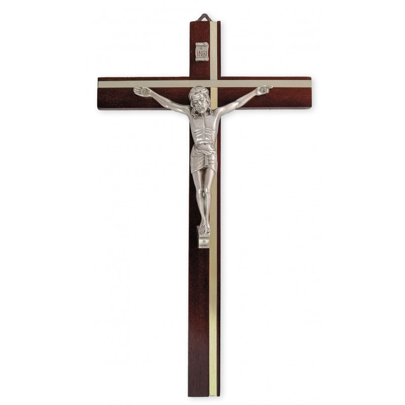 Wooden cross inlaid with metal (1) - Best Catholic Shop