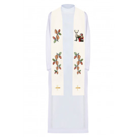 Embroidered ecru stole Saint Hubert (3)