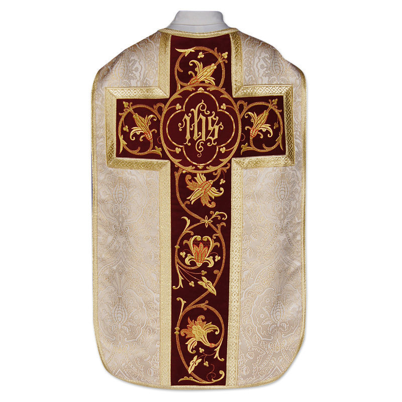 Roman chasuble - damask fabric IHS (38) - Best Catholic Shop