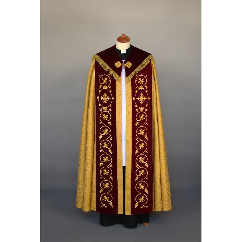 Embroidered cope damask, stripes velvet (54) - Best Catholic Shop