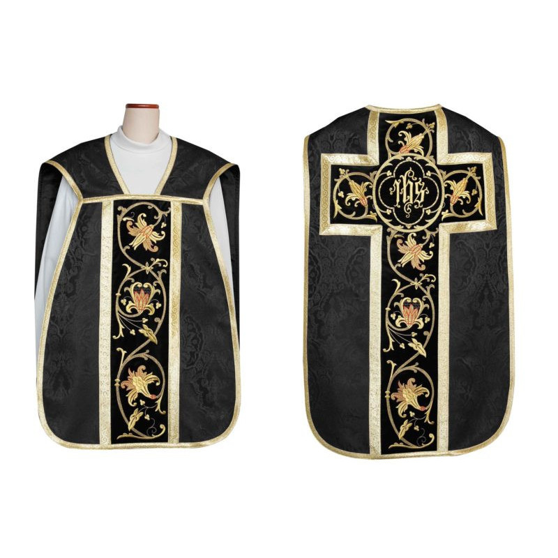 Roman chasuble - damask fabric IHS (39) - Best Catholic Shop