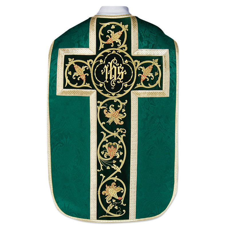 Roman chasuble - damask fabric IHS (41) - Best Catholic Shop