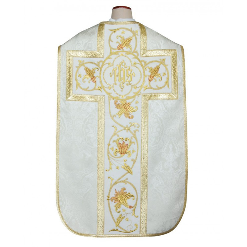 Roman chasuble - damask fabric IHS (42) - Best Catholic Shop