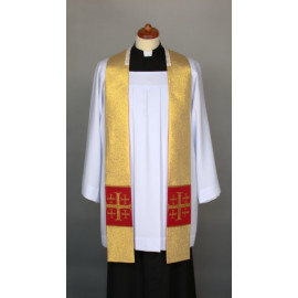 Gold sermon stole, short, cross patched (1)