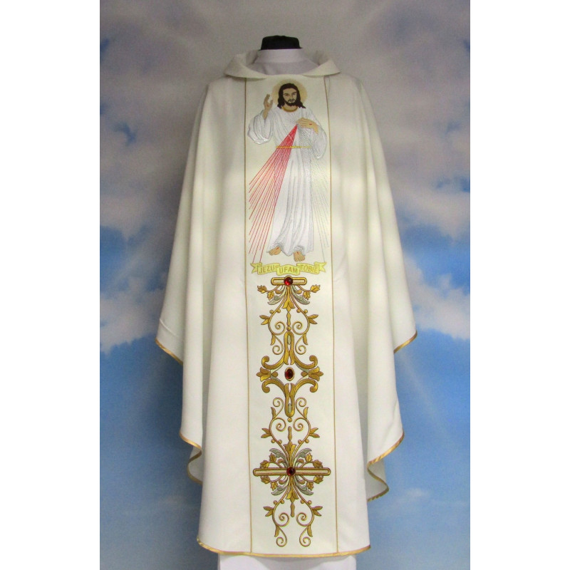 Chasuble Jesus I trust in you white, plain - Best Catholic Shop