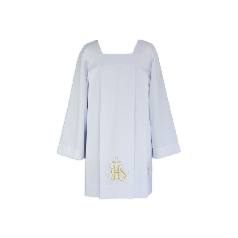 Priest surplice with gold IHS tabs - Best Catholic Shop