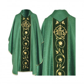 Gothic green embroidered chasuble - velvet belt (42)