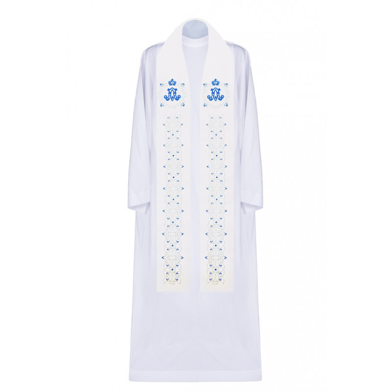 Embroidered Marian stole - ecru (61) - Best Catholic Shop