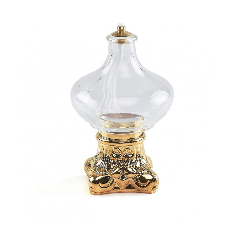Olive glass lamp with column base (2) - Best Catholic Shop