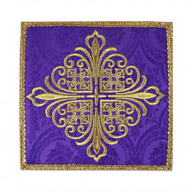 Chalice pall embroidered purple cross - jacquard fabric