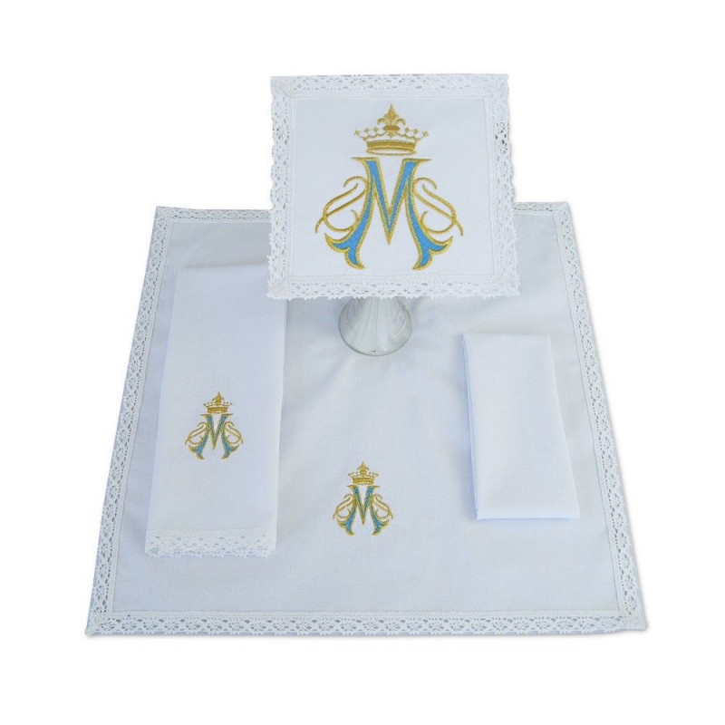 Chalice linen set Marian pattern (05) - Best Catholic Shop