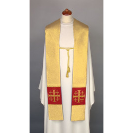 Double-sided gold/red stole with decorative cord (23)